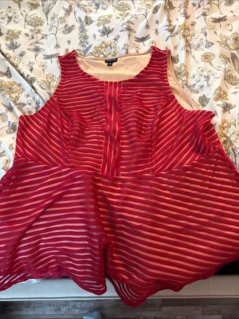 Torrid Sleeveless Red Striped Peplum Top
